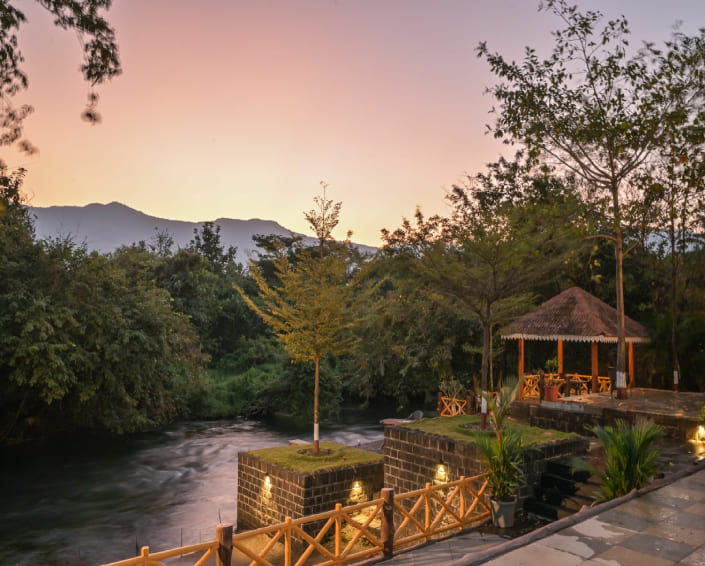 farm house in karjat with swimming pool and river view